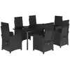 Image de vidaXL Ensemble de jardin 7 pièces avec coussins Noir Poly Rattan