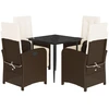 Image de vidaXL Ensemble de jardin 5 pièces avec coussins Marron Poly rotin