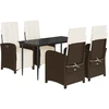 Image de vidaXL Ensemble de jardin 5 pièces avec coussins Marron Poly rotin