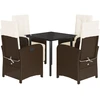 Image de vidaXL Ensemble de jardin 5 pièces avec coussins Marron Poly rotin