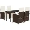 Image de vidaXL Ensemble de jardin 5 pièces avec coussins Marron Poly rotin