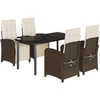 Image de vidaXL Ensemble de jardin 5 pièces avec coussins Marron Poly rotin