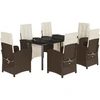 Image de vidaXL Ensemble de jardin 7 pièces avec coussins Marron Poly rotin