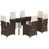 Image de vidaXL Ensemble de jardin 7 pièces avec coussins Marron Poly rotin