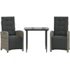 Image de vidaXL Ensemble Bistro 3 pièces avec coussins Gris Poly Rattan