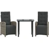 Image de vidaXL Ensemble Bistro 3 pièces avec coussins Gris Poly Rattan