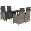 Image de vidaXL Ensemble de jardin 5 pièces avec coussins Gris Poly rotin