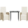 Image de vidaXL Ensemble Bistro 3 pièces avec coussins Beige Poly Rattan