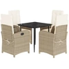 Image de vidaXL Salon de jardin 5 pièces avec coussins Beige Poly Rattan