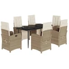 Image de vidaXL Ensemble de jardin 7 pièces avec coussins Beige Poly rotin