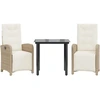 Image de vidaXL Ensemble Bistro 3 pièces avec coussins Beige Poly Rattan