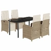 Image de vidaXL Salon de jardin 5 pièces avec coussins Beige Poly Rattan
