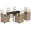 Image de vidaXL Ensemble de jardin 7 pièces avec coussins Beige Poly rotin