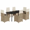 Image de vidaXL Ensemble de jardin 7 pièces avec coussins Beige Poly rotin