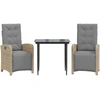 Image de vidaXL Ensemble Bistro 3 pièces avec coussins Beige Poly Rattan