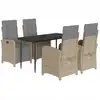 Image de vidaXL Salon de jardin 5 pièces avec coussins Beige Poly Rattan
