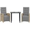 Image de vidaXL Ensemble Bistro 3 pièces avec coussins Beige Poly Rattan