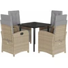 Image de vidaXL Salon de jardin 5 pièces avec coussins Beige Poly Rattan