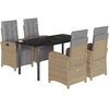Image de vidaXL Salon de jardin 5 pièces avec coussins Beige Poly Rattan