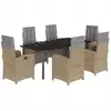 Image de vidaXL Ensemble de jardin 7 pièces avec coussins Beige Poly rotin