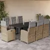 Image de vidaXL Salon de jardin 9 pièces avec coussins Beige Poly Rattan
