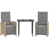 Image de vidaXL Ensemble Bistro 3 pièces avec coussins gris clair Poly rotin