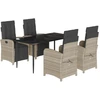 Image de vidaXL Salon de jardin 5 pièces avec coussins gris clair Poly rotin