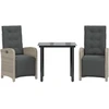 Image de vidaXL Ensemble Bistro 3 pièces avec coussins gris clair Poly rotin