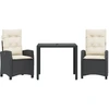 Image de vidaXL Ensemble de jardin 3 pièces avec coussins Noir Poly Rattan