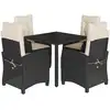Image de vidaXL Ensemble de jardin 5 pièces avec coussins Noir Poly Rattan
