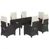 Image de vidaXL Ensemble de jardin 7 pièces avec coussins Noir Poly Rattan