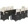 Image de vidaXL Salon de jardin 9 pièces avec coussins noir poly rotin