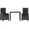 Image de vidaXL Ensemble de jardin 3 pièces avec coussins Noir Poly Rattan
