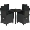 Image de vidaXL Ensemble de jardin 5 pièces avec coussins Noir Poly Rattan