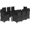 Image de vidaXL Salon de jardin 9 pièces avec coussins noir poly rotin