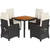 Image de vidaXL Ensemble de jardin 5 pièces avec coussins Noir Poly Rattan