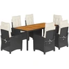 Image de vidaXL Ensemble de jardin 7 pièces avec coussins Noir Poly Rattan