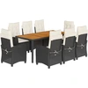 Image de vidaXL Salon de jardin 9 pièces avec coussins noir poly rotin