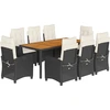Image de vidaXL Salon de jardin 9 pièces avec coussins noir poly rotin