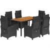 Image de vidaXL Ensemble de jardin 7 pièces avec coussins Noir Poly Rattan