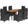 Image de vidaXL Ensemble de jardin 7 pièces avec coussins Noir Poly Rattan