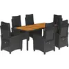Image de vidaXL Ensemble de jardin 7 pièces avec coussins Noir Poly Rattan