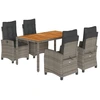 Image de vidaXL Ensemble de jardin 5 pièces avec coussins Gris Poly rotin