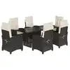 Image de vidaXL Ensemble de jardin 7 pièces avec coussins Noir Poly Rattan