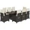 Image de vidaXL Salon de jardin 9 pièces avec coussins noir poly rotin