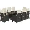 Image de vidaXL Salon de jardin 9 pièces avec coussins noir poly rotin