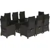 Image de vidaXL Salon de jardin 9 pièces avec coussins noir poly rotin