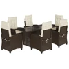 Image de vidaXL Ensemble de jardin 7 pièces avec coussins Marron Poly rotin