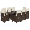 Image de vidaXL Salon de jardin 9 pièces avec coussins Marron Poly rotin