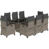 Image de vidaXL Salon de jardin 9 pièces avec coussins Gris Poly Rattan